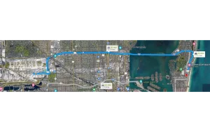 Miami Beach is 12.5 miles away from the Miami International Airport