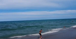 surfing on beach