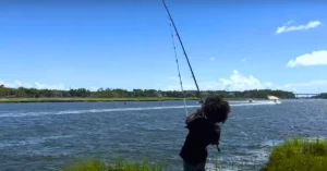 Fishing on beach