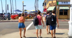 Walking beside beach area
